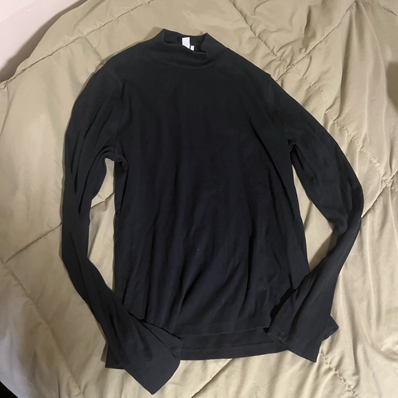J. Crew Ribbed Mock Neck Long Sleeve Tee Black - Picture 3 of 6
